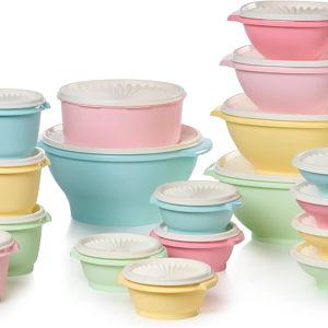 Tupperware Heritage Collection 36 Piece Food Storage Container Set in Vintage Colors- Dishwasher Safe & BPA Free - (18 containers + 18 lids)