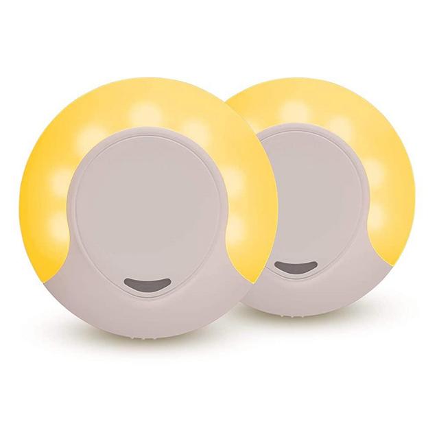 Sleep Aid Amber LED Night Light Plug in with Dusk to Dawn Sensor, Low Blue LED Promotes melatonin Production and Healthy Sleep, ON-Off-Auto Toggle, 2-Pack