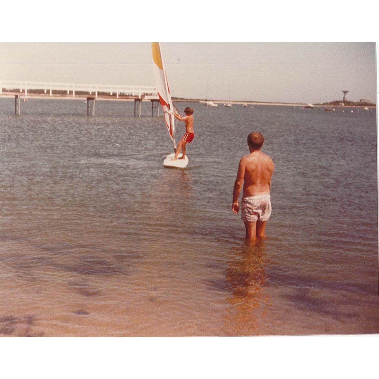 Jack I and II testing out the wind surfer