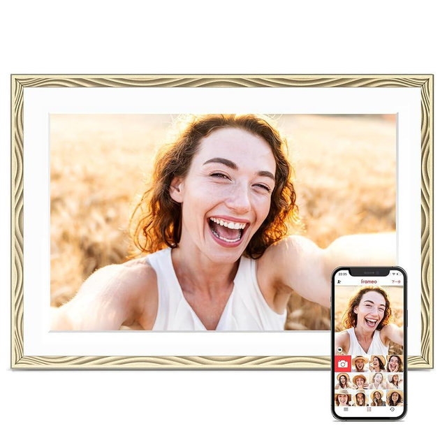 Digital Picture Frame, 10.1'' Frameo Digital Frame Wifi, 1280*800 HD Touch Screen, 32GB Memory, Wall Mountable Digital Photo Frame, Auto-Rotate, Share Instantly, Wedding, Birthday Gifts for Mom, Gold