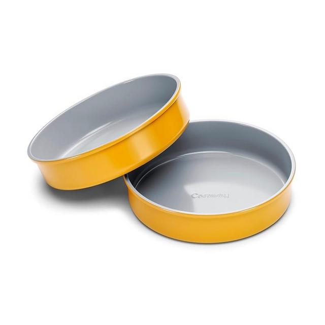 Caraway Non-Stick Ceramic 9” Circle Pans - Naturally Slick Ceramic Coating - Non-Toxic, PTFE & PFOA Free - Perfect for Birthday Cakes, Tartes, & More - Marigold