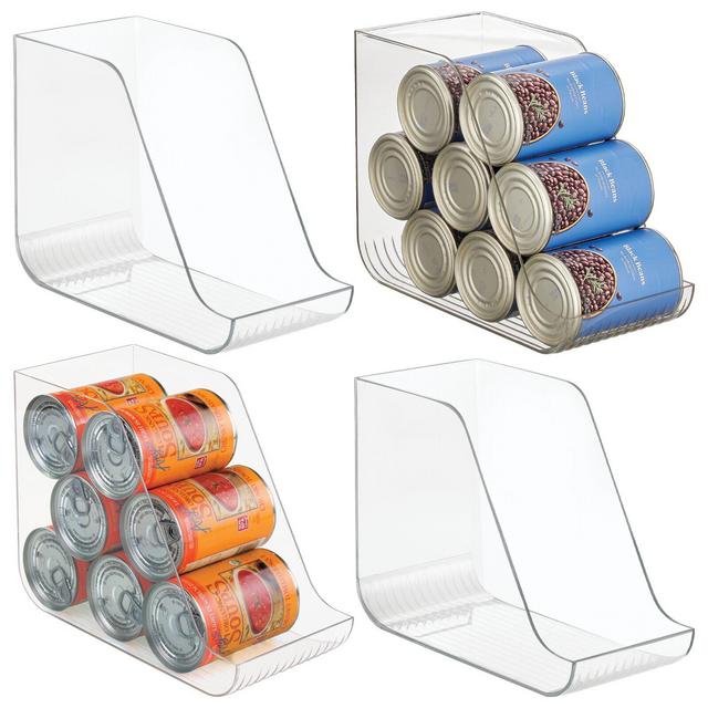 mDesign Linus Plastic Food Storage Can Dispenser Organizer Bin, 4 Pack - 11 x 5.5 x 8.5