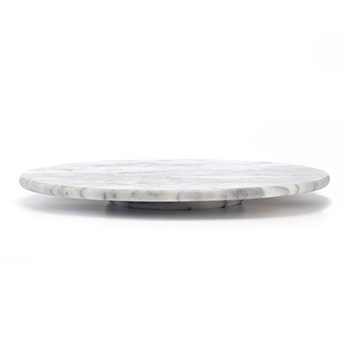 Creative Home 84007 Natural Marble Lazy Susan Rotating Serving Plate, 12" Diam, Off-White (patterns may vary)