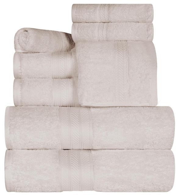 Cotton Highly Absorbent Solid Assorted 8-Piece Towel Set, Ivory - Blue Nile Mills