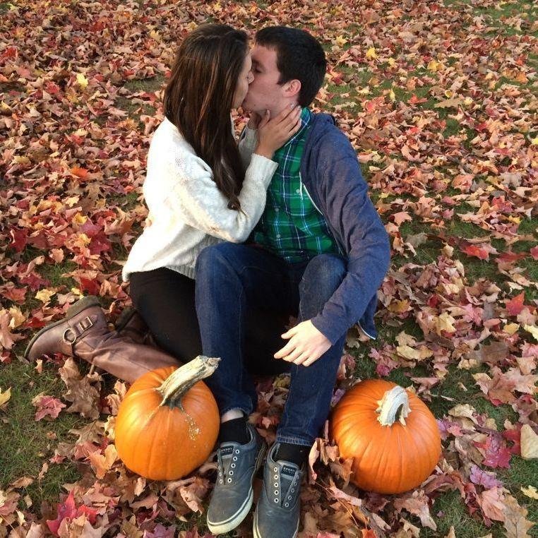 Cutesy fall photo (Fun fact that pumpkin lasted for almost an entire year!!)