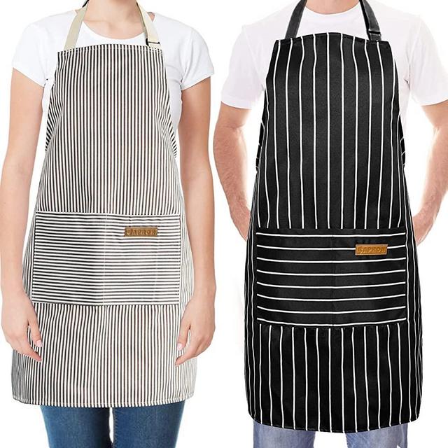 Yiclick [2 Pack] Cooking Kitchen Aprons With Pockets For Women Men, Cute Waterproof Chef Grill BBQ Apron Gifts