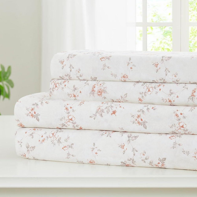 Modern Threads Silky Soft Microfiber and Wrinkle Free Sheets - Luxurious Microfiber Bed Sheets Includes Flat Sheet, Fitted Sheet with Deep Pockets, & Pillowcases Kashmir Rose Clay, Full