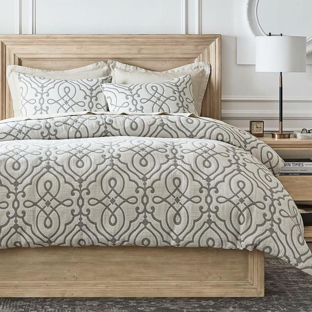 Gray Genevieve Scroll Jacquard Duvet, Full/Queen
