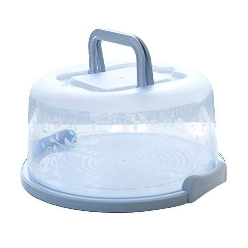 FEOOWV Plastic Small Cake Carrier Holder Cover Round Container with Collapsible Handles Suitable for 6 inch Cake (Blue)
