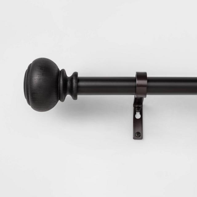 36"x66" Wood Knob Curtain Rod Black - Threshold™