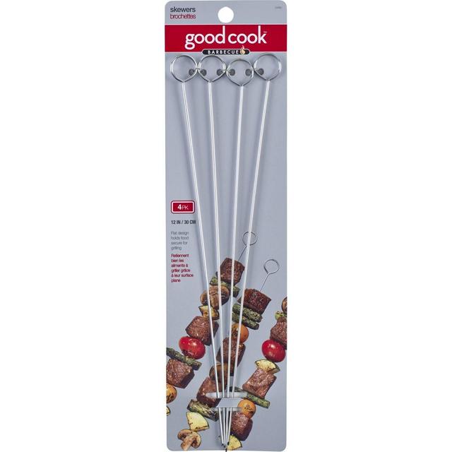 Good Cook 4pk 12" Flat Metal Skewers
