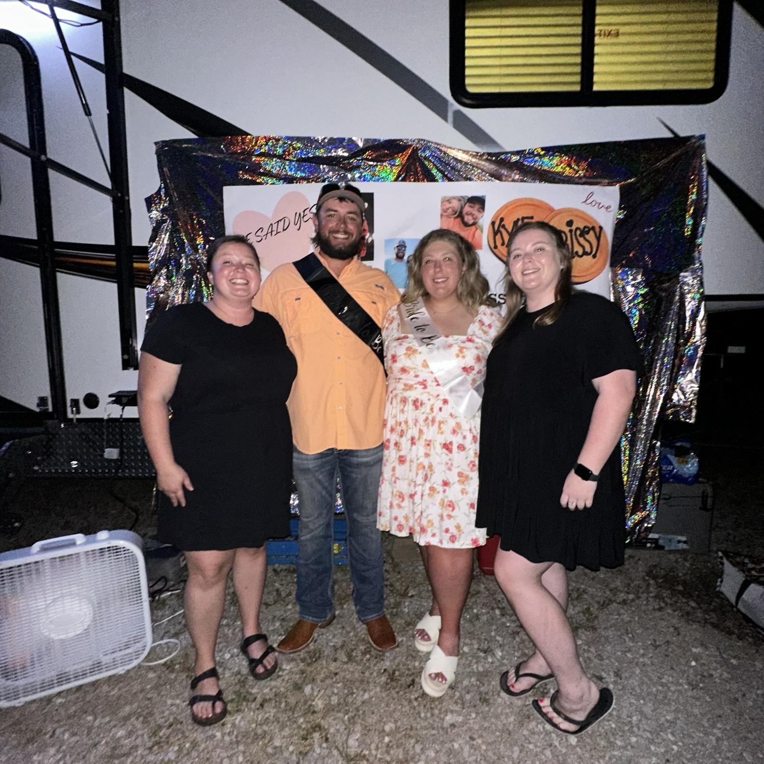 Chrissy & Kyle with bridesmaids Megan &  Bianca at their engagement party.