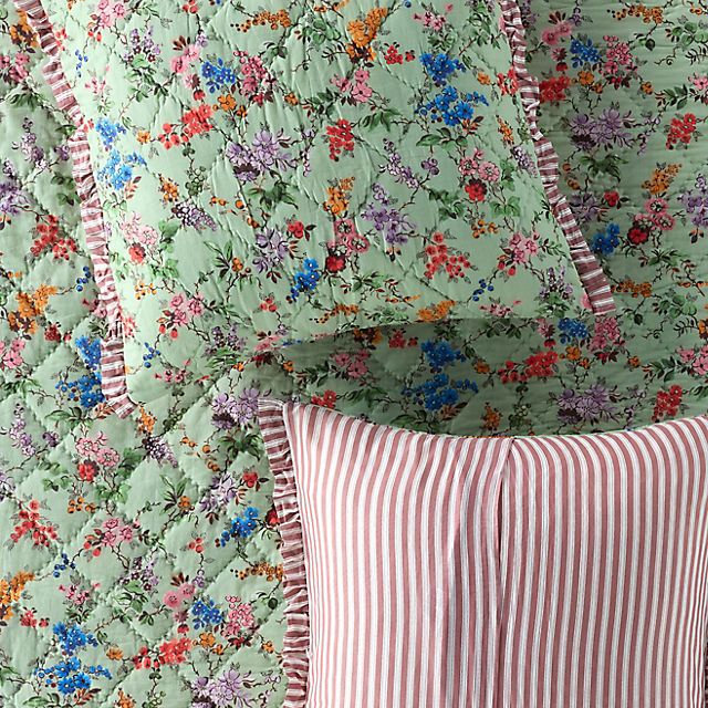 Cotton Voile Floral Printed Ruffle Euro Sham