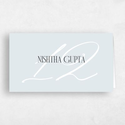 Blue Modern Wedding Place Card - Ferrara