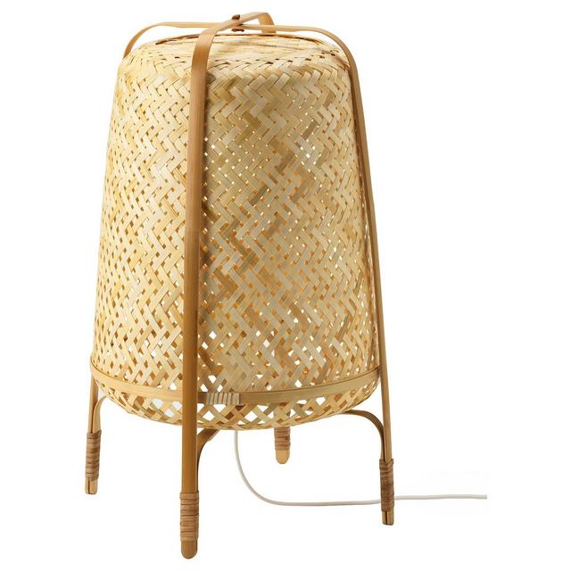 KNIXHULTFloor lamp with LED bulb, bamboo