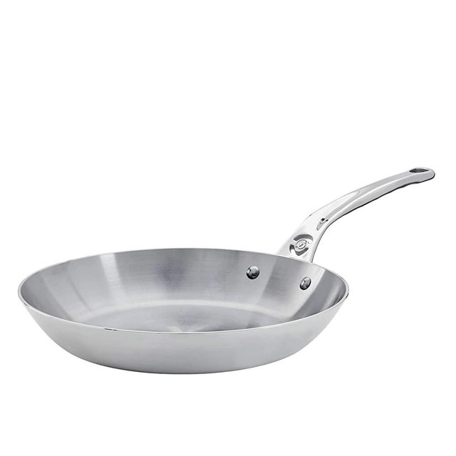 De Buyer Professional 24 cm Iron Mineral B Pro Element Round Frypan with Cast Stainless Steel Handle 5680.24