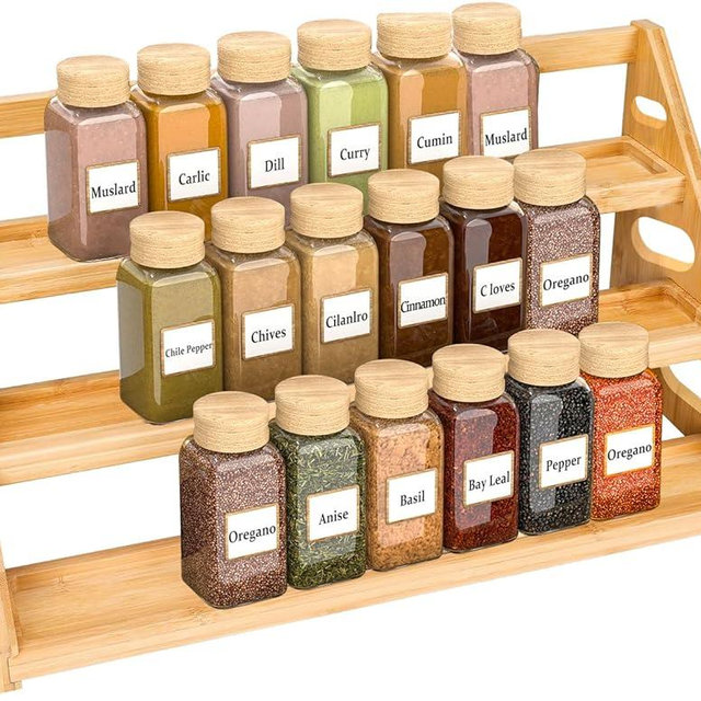 Banlilus Spice Rack - Bamboo Spice Rack Organization for Cabinet/Countertop