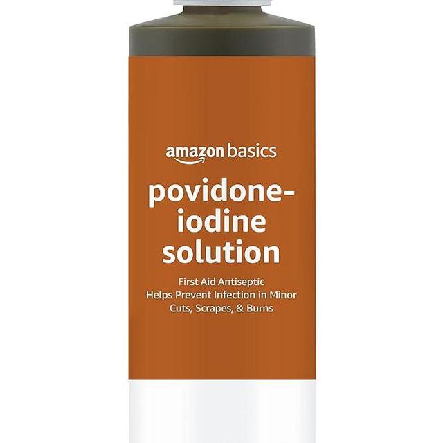 Amazon Basics First Aid Antiseptic, 10% Povidone Iodine Solution First Aid Antiseptic, Unflavored, 8 Fluid Ounces, 1-Pack (Previously Solimo)
