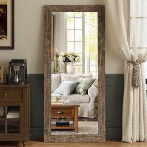 Syndra 65"x24"Full Length Mirror Wood Frame Wall Mounted, Rectangular Standing Floor Mirror Over Door, Large Full Body Mirror for Bedroom, Living Room, Entryway, Farmhouse, Rustic(Walnut)