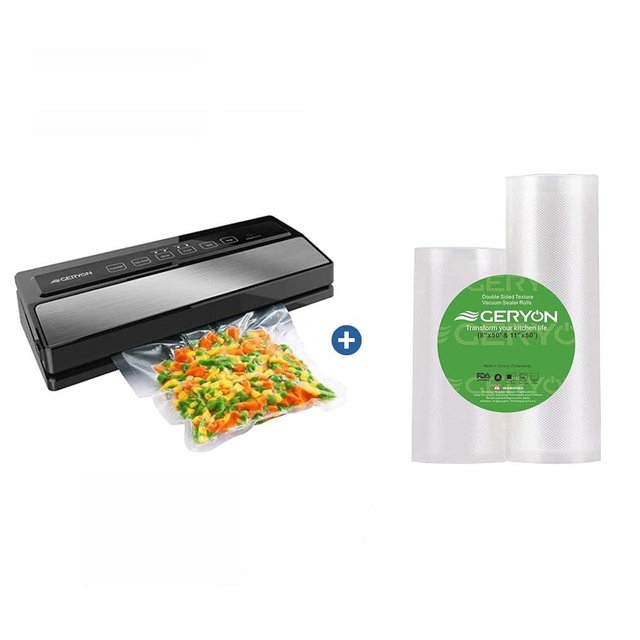 GERYON Vacuum Sealer Silver, 2Pack 8x50ft and11x50ft Food Sealer Vacuum Sealer Bags Rolls