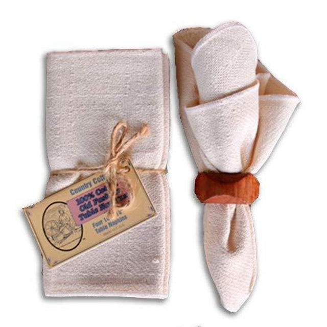 Country Cottons 100 Percent Cotton Table Napkins - Natural - Set of 4-14 inch x14 inch Soft, Comfortable & Durable Reusable Napkins for All Occasions at Home, Weddings & Cocktail Parties, Natural
