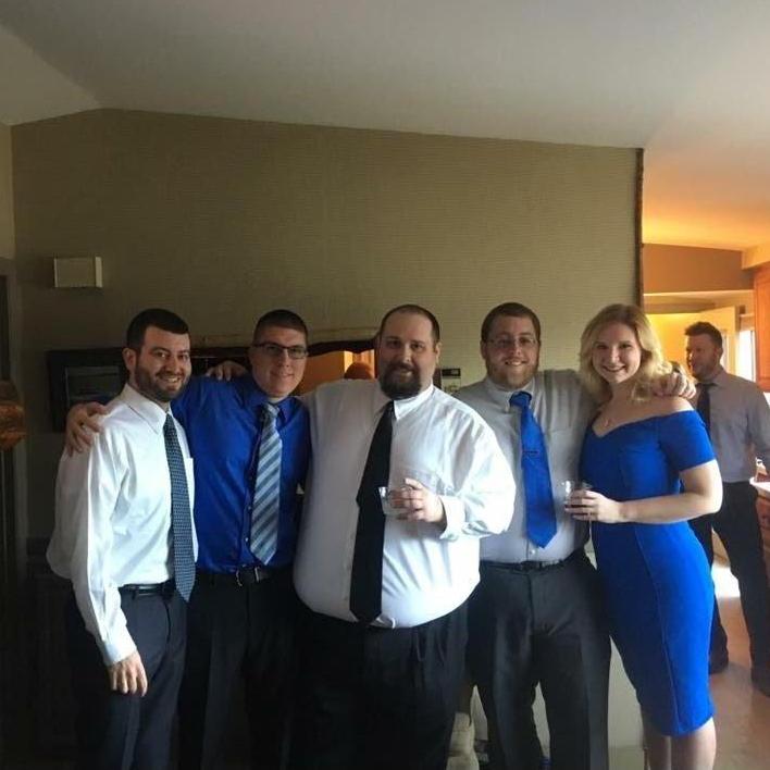 We love weddings and are so excited for our turn! Here we are with some of John's buddies at a wedding in New Hampshire.