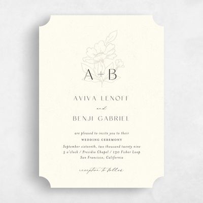 Beige Ticket Wedding Invitation - Oriabel Classic