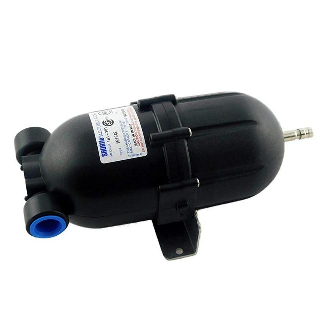 Shurflo 181-201 Accumulator Tank - Bladder-Type Pressure Storage Vessel/Pulsation Dampening Device To Hold Water Under Pressure, Max 125 PSI, 1/2" F-NPT Threaded Port, Nylon Housing, Butyl Diaphragm