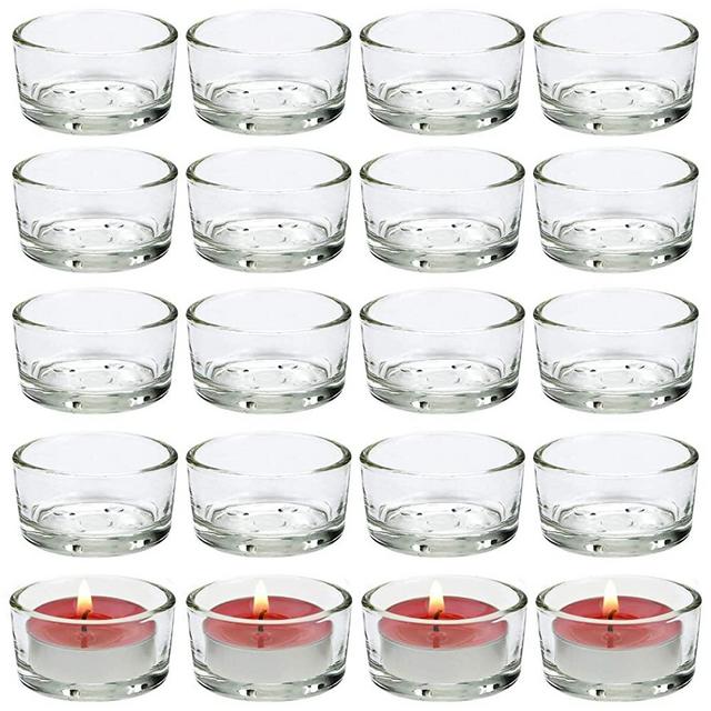 UPlama 36Pack 1 x 2 Inches Clear Glass Tealight Candle Holders,Use for Weddings Parties Dinner,Wedding Centerpieces and Home Decor