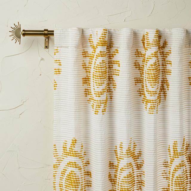 84"x50" Jacquard Light Filtering Curtain Panel Gold - Opalhouse™ designed with Jungalow™