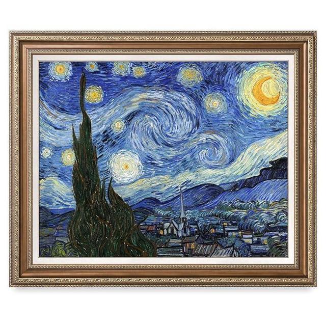 DECORARTS - Starry Night, Vincent Van Gogh Art Reproduction. Giclee Print w/Bronze Frame&Mat for Wall Decor. Picture Size: 30x24 Framed Size: 35x29