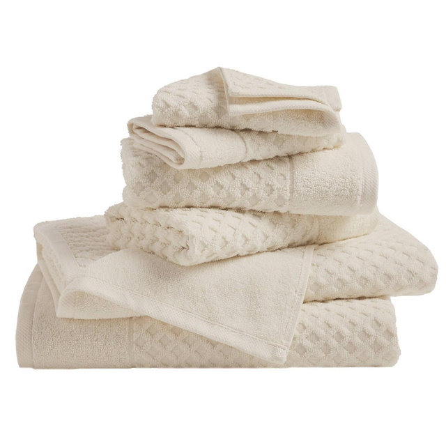 Isla Jade 6pc Diamond Textured Mixed Bath Towels Set Oatmeal