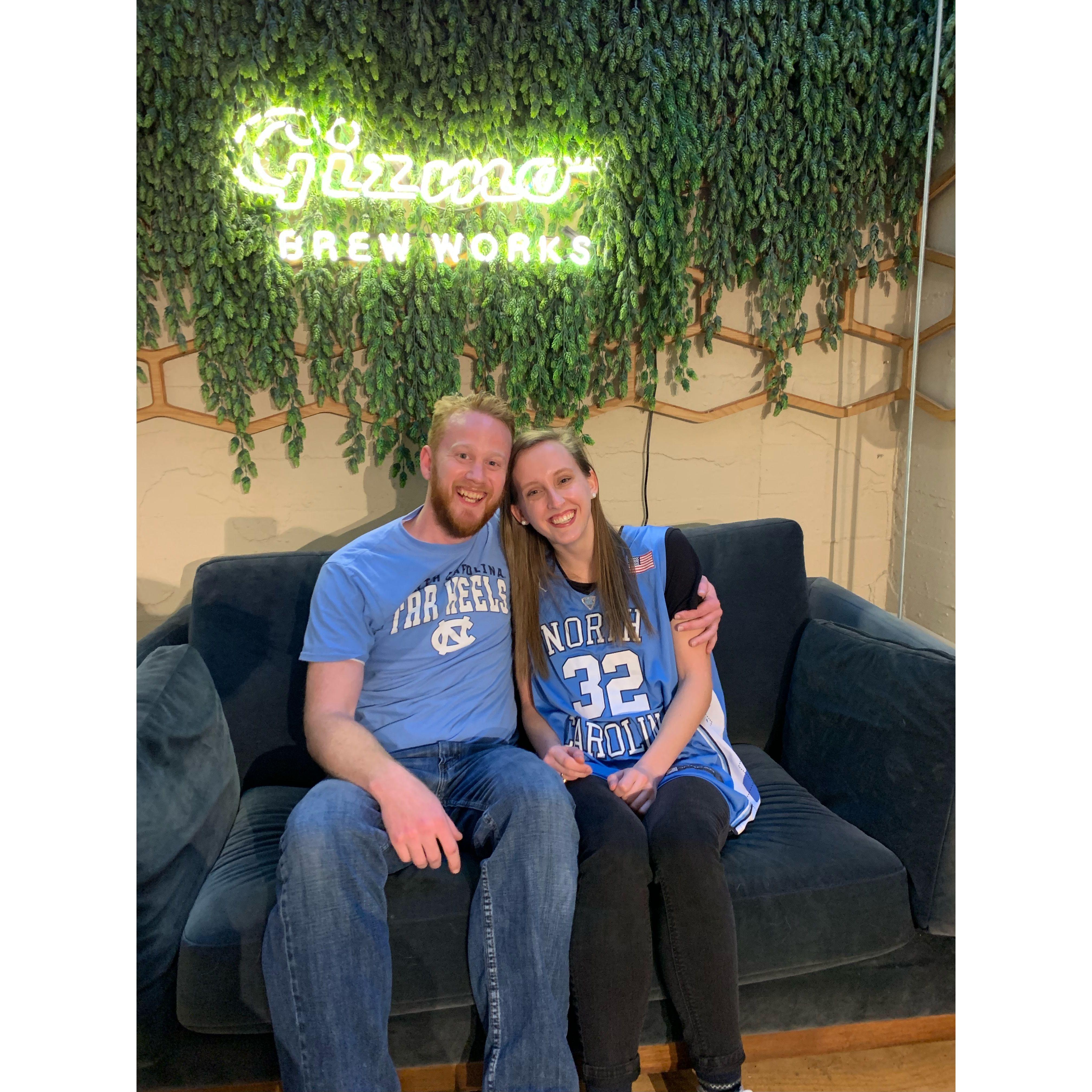 Celebrating a Carolina Basketball victory on Franklin Street!