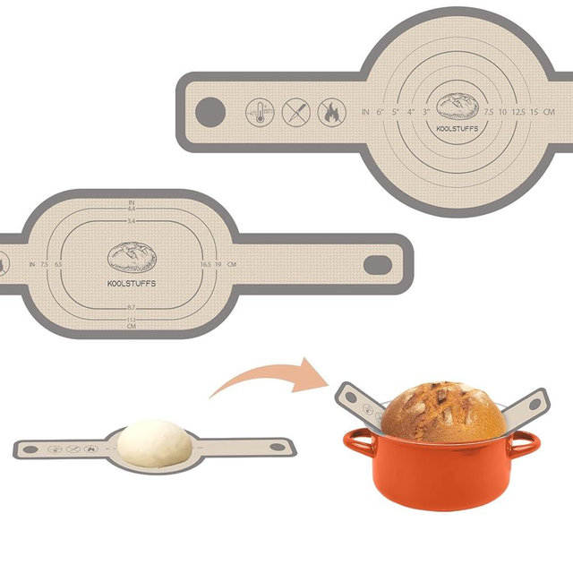 Silicone Bread Sling, Easy Clean Reusable Baking Mat With Extra Long Handles for Dutch Oven, Transfer Bread Dough Easily, 2-Piece Set Grey