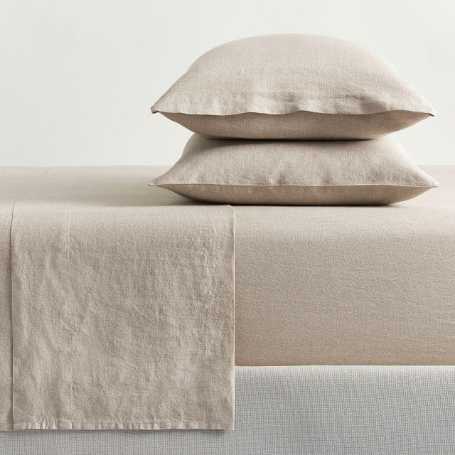 Classic Belgian Flax Linen Sheet Set, Warm Gray, Queen