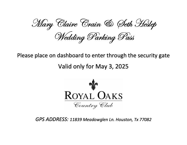 The Wedding Website of Seth Heslep and Mary Claire Crain