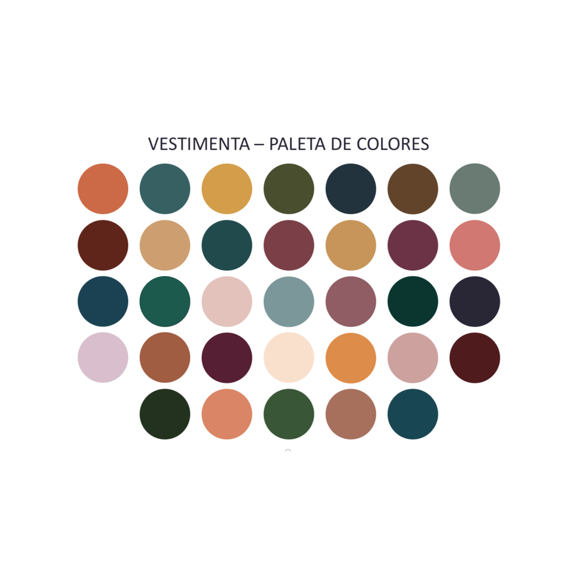 Esta es la paleta de colores que nos gustar´ia que utilizaran de referencia a la hora de seleccionar su vestimenta.