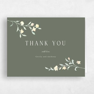 Dark Sage, Green Wedding Thank You - Bianca Landscape
