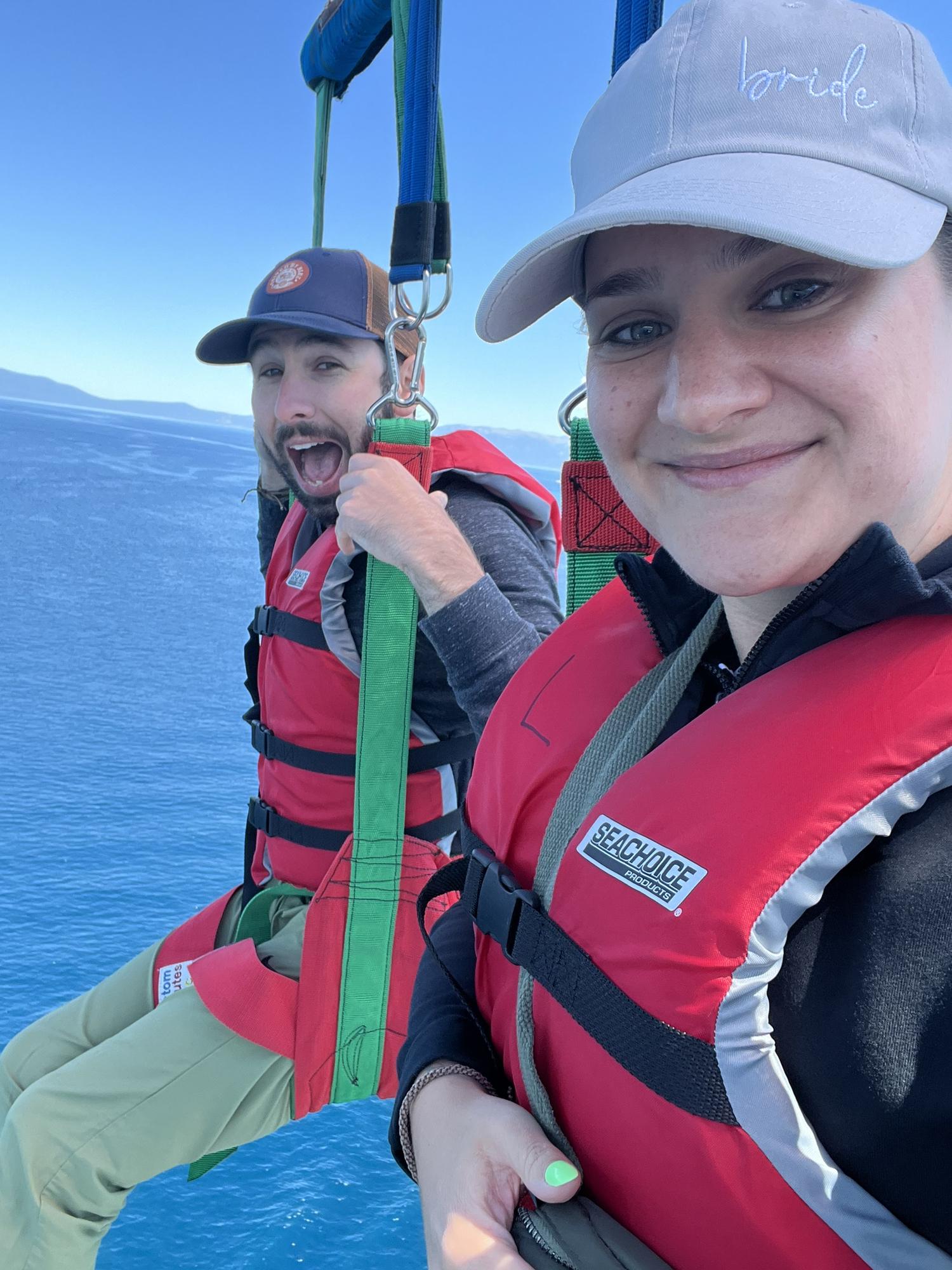 Parasailing over South Lake Tahoe.