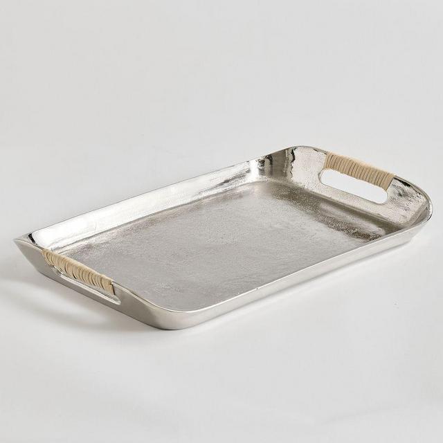 Salana Silver And Rattan Tray