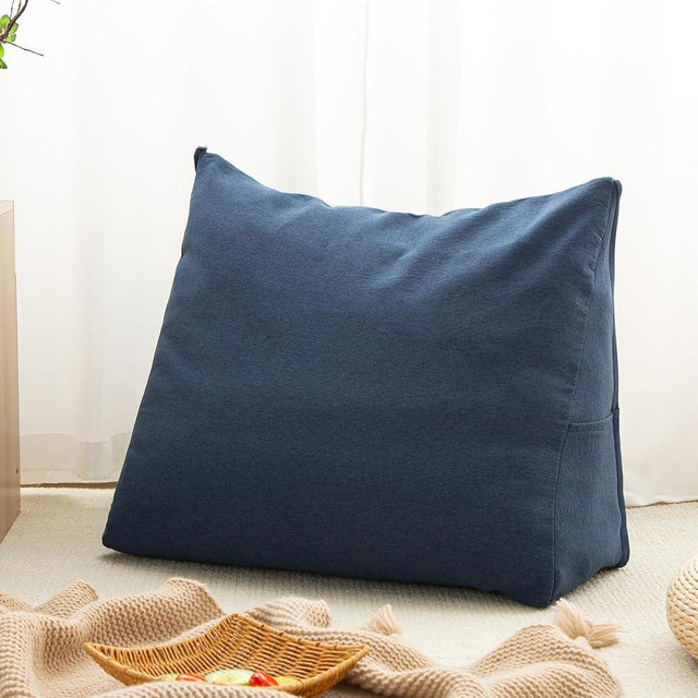 Triangular Comforter Storage Bag/Wedge Pillow Cover Linen Like - Multi-Use Pillow, Cushion & Bedding Insert Cover - Stuff with Clothes, Blankets for Extra Storage (26.7x20.5x10.2 In, Navy)