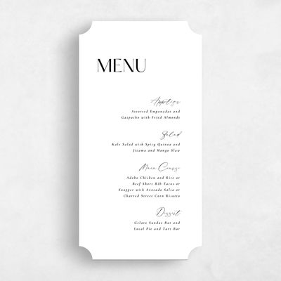 White Ticket Wedding Menu - Sundell