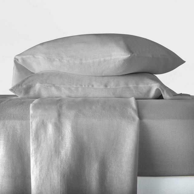 King 100% Hemp Solid Sheet Set Light Gray - Casaluna™