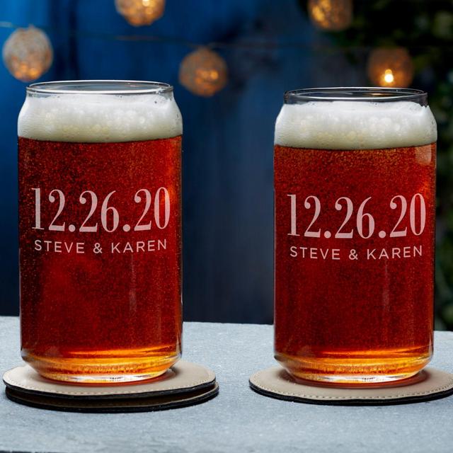 The Big Day Personalized 16 oz. Wedding Favor Beer Can Glass