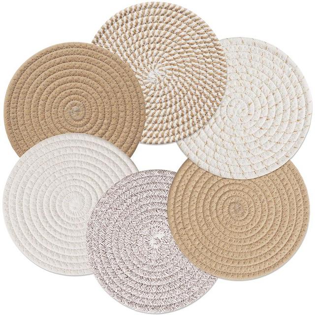 Trivets for Hot Dishes, 8 Inch Trivets for Hot Pots and Pans, Thicken Heat Resistant Trivets for Hot Dishes, Pot Holders for Kitchen, Hot Pads Kitchen Essentials for Countertops, 6 Pcs