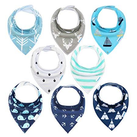 Baby Bibs 8 Pack Soft and Absorbent for Boys & Girls - Baby Bandana Drool Bibs