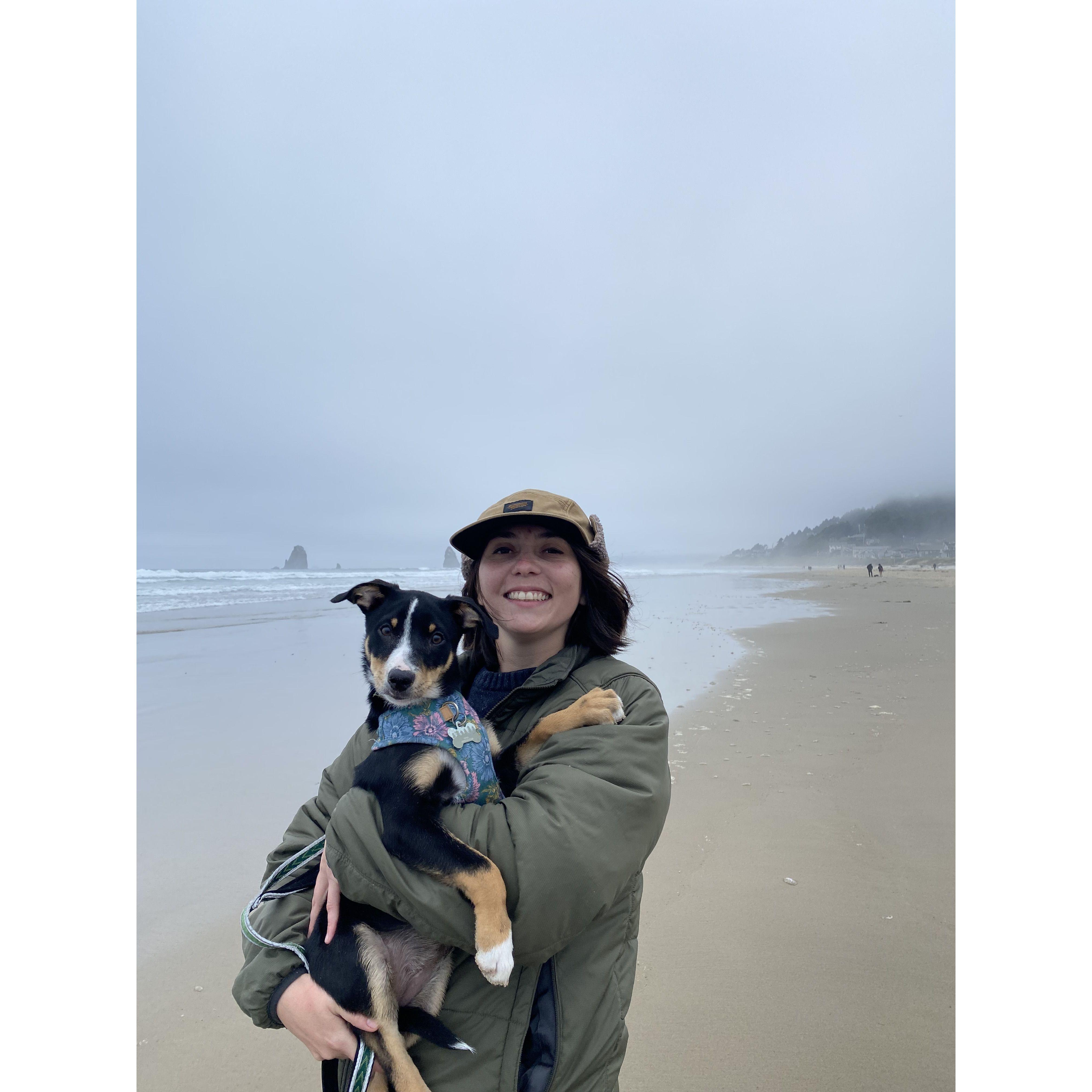 Piper's first beach trip