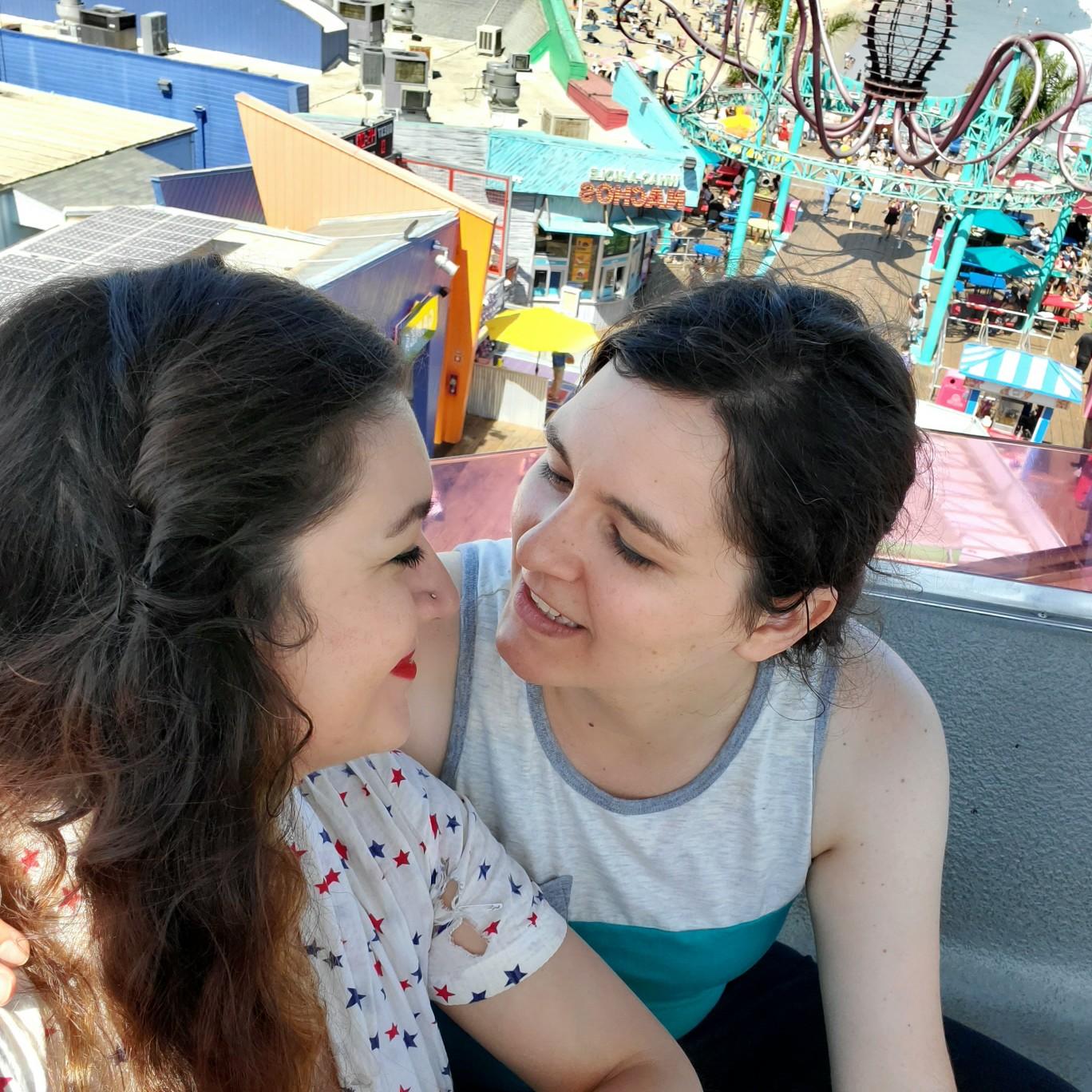 Cara disguised our proposal weekend as a belated birthday trip for Danielle. Here we are on the Ferris wheel at the Santa Monic Pier the day after getting engaged!