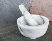 SHIPS FREE! White Marble Mortar and Pestle...