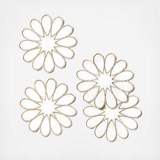 Deco Gold Scallop Cocktail Napkin, Set of 4